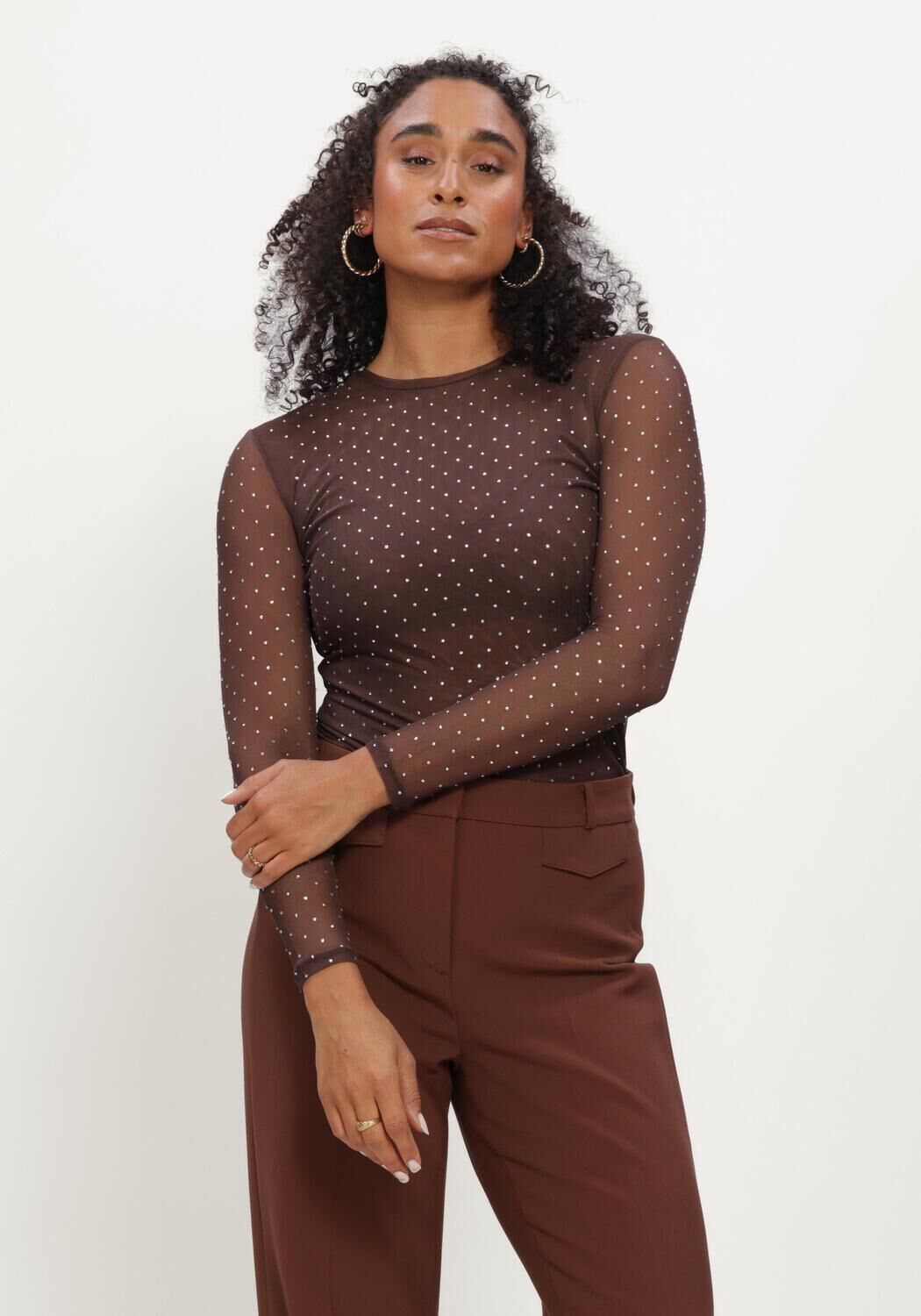 Braune STUDIO AR Top INES GLITTER MESH - large