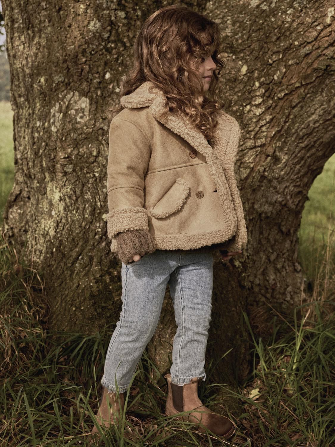 Camelfarbene LIL' ATELIER Teddy-Jacke NMNNESTER OVERSIZED JKT LIL - large