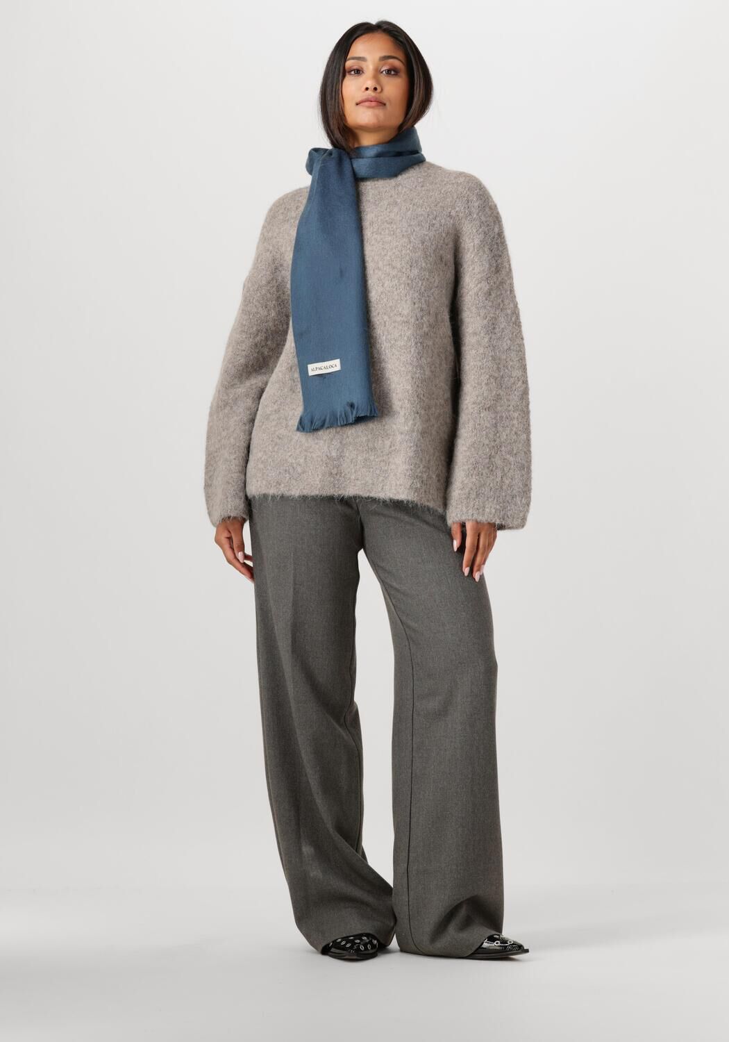 Blaue ALPACA LOCA Schal SLIM SCARF - large