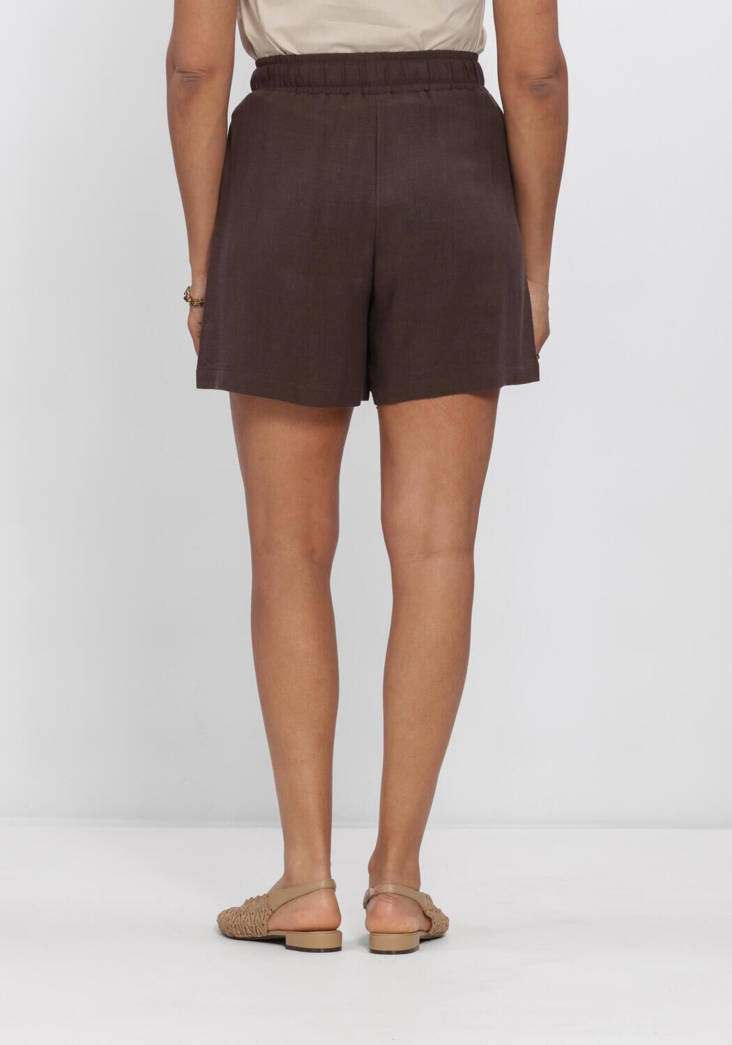 Braune OBJECT Kurze Hose OBJSANNE HW WIDE SHORTS - large
