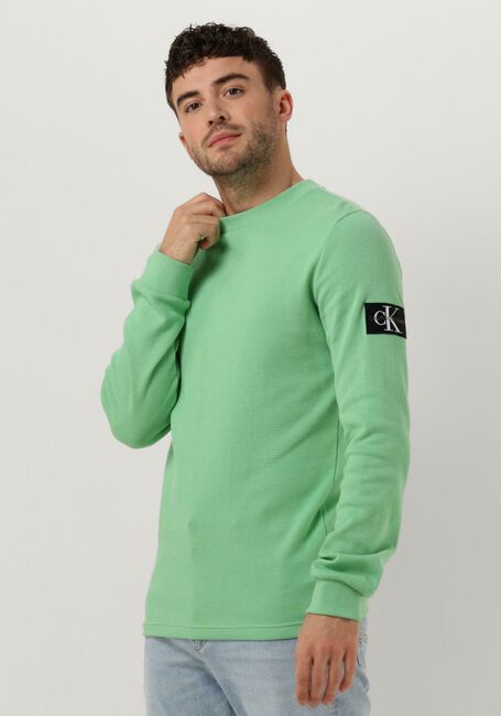 Grüne CALVIN KLEIN Sweatshirt MONOLOGO BADGE WAFFLE LS TEE - large