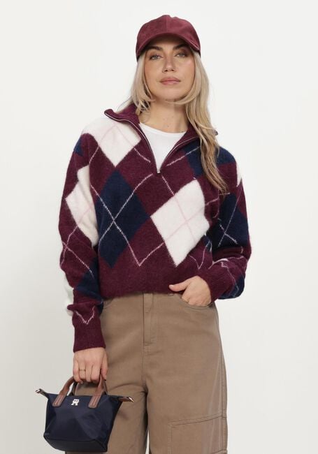 Bordeaux TOMMY JEANS Pullover TJW FLUFFY QUARTER ZIP SWEATER - large