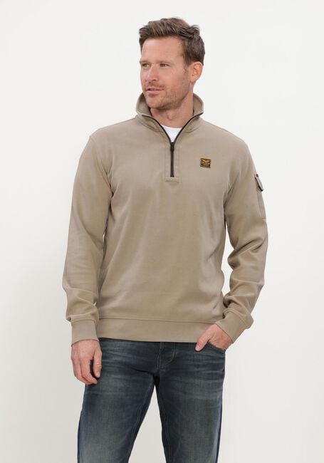 Beige PME LEGEND Pullover HALF ZIP COLLAR INTERLOCK JERSEY - large