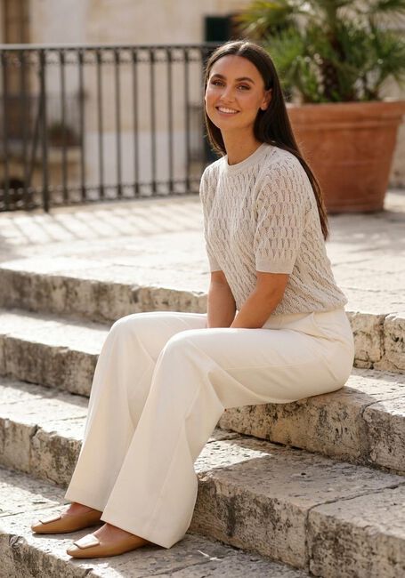 Ecru MOS MOSH T-shirt MMKARIN MARISOL SS LINEN KNIT - large