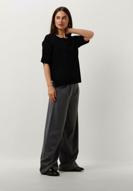Schwarze SELECTED FEMME T-shirt SLFWILLE SS KNIT O-NECK - large