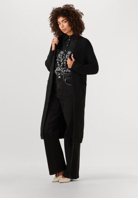 Schwarze OBJECT Strickjacke OBJMILU LS LO LONG KNIT CARDIGAN - large