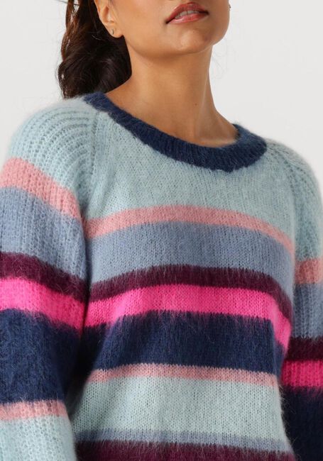 Mehrfarbige/Bunte POM AMSTERDAM Pullover PULLOVER - BRUSHED STRIPES BLUE - large