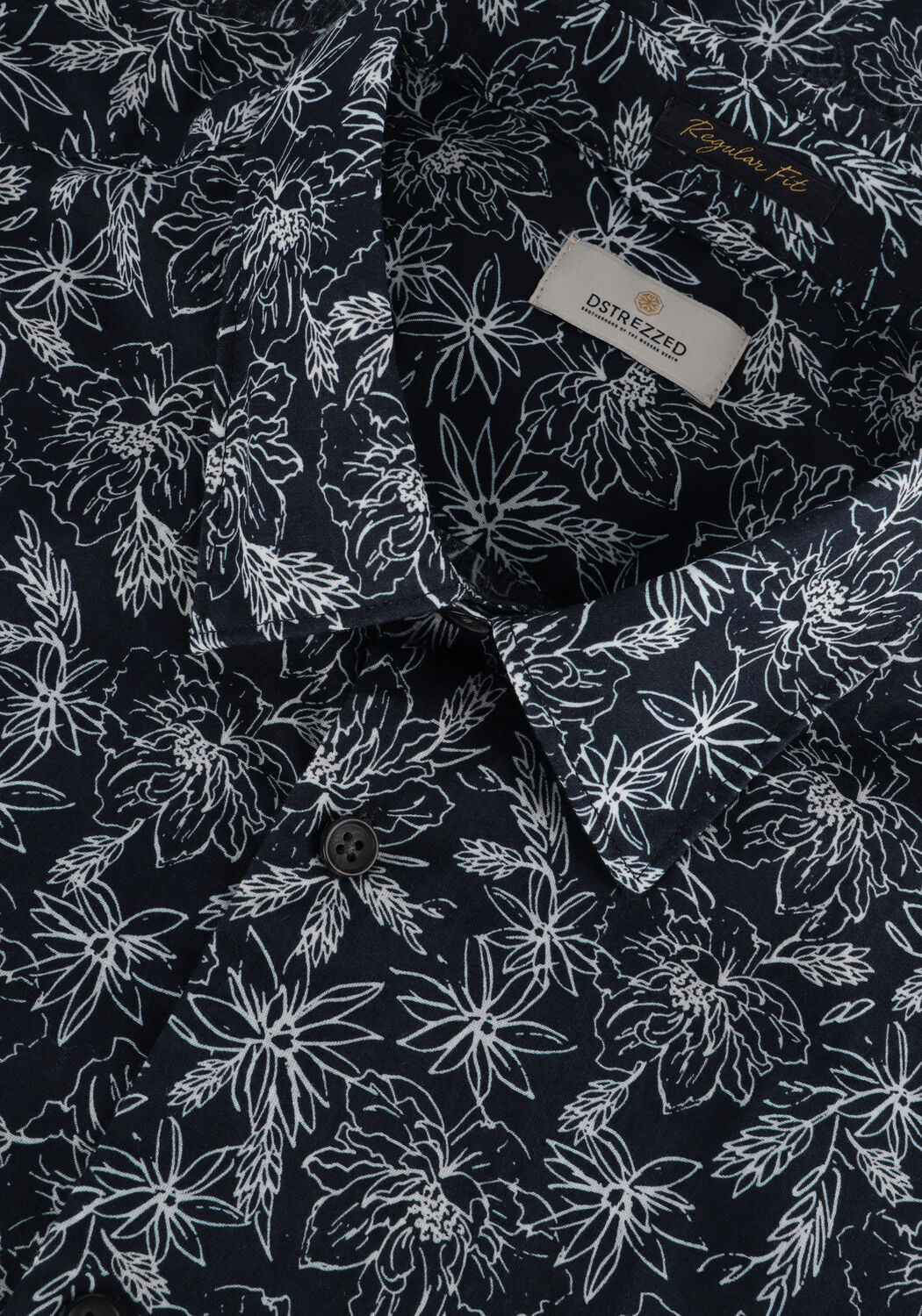 Blaue DSTREZZED Casual-Oberhemd SHIRT S/S LINE FLOWER VOILE - large