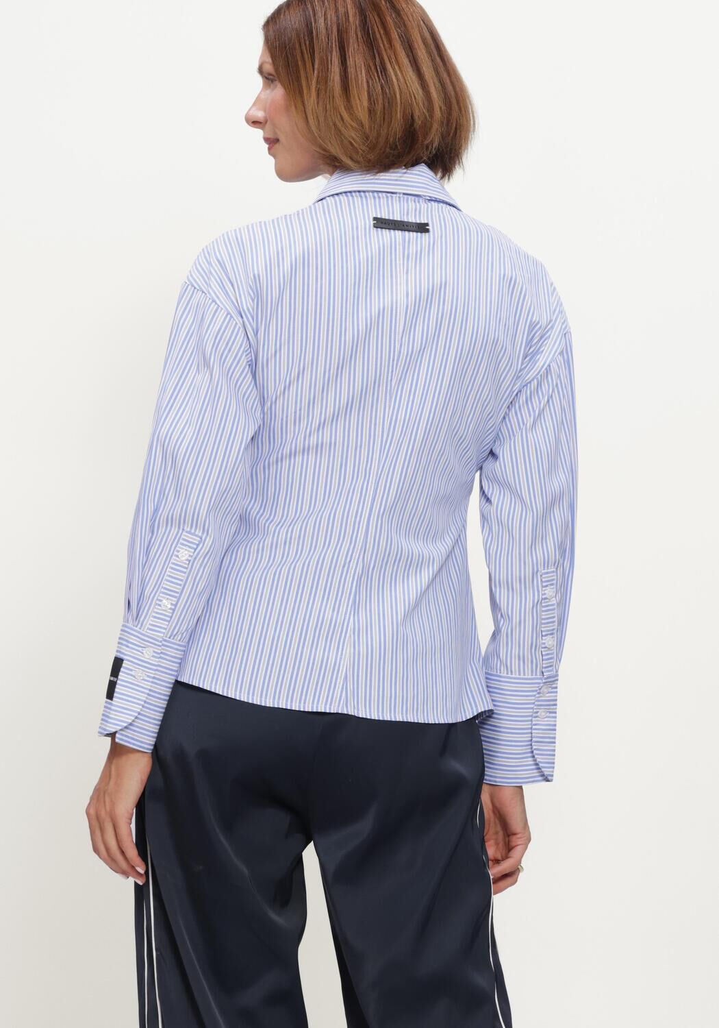 Blaue HAUTE L'AMITI&Eacute; Blusen EMMA TIE STRIPE SHIRT - large