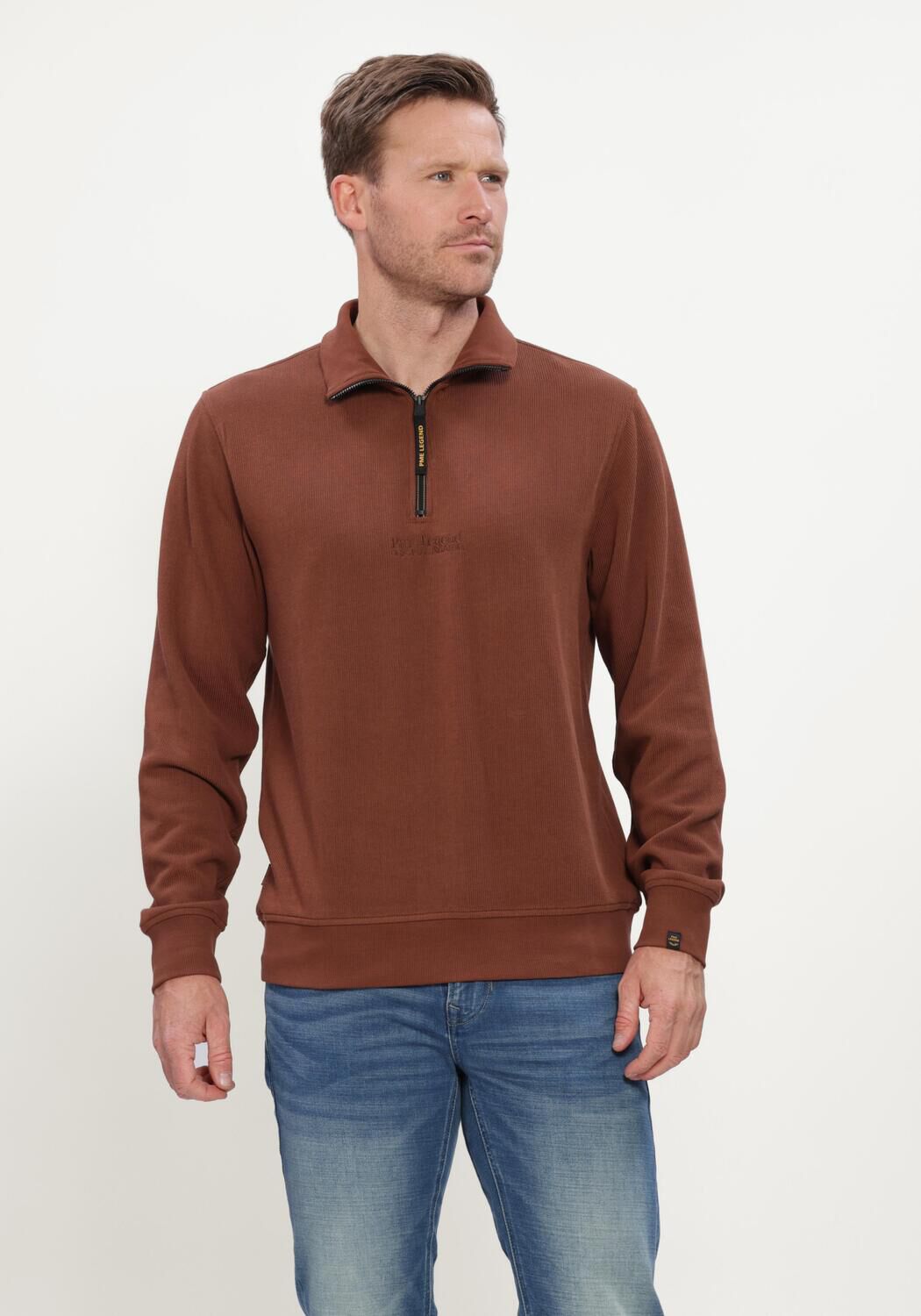 Braune PME LEGEND Pullover HALF ZIP COLLAR FLAT - large