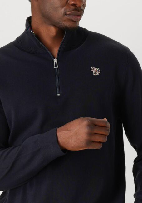 Blaue PS PAUL SMITH Pullover MENS SWEATER ZIP NECK ZEB BAD - large
