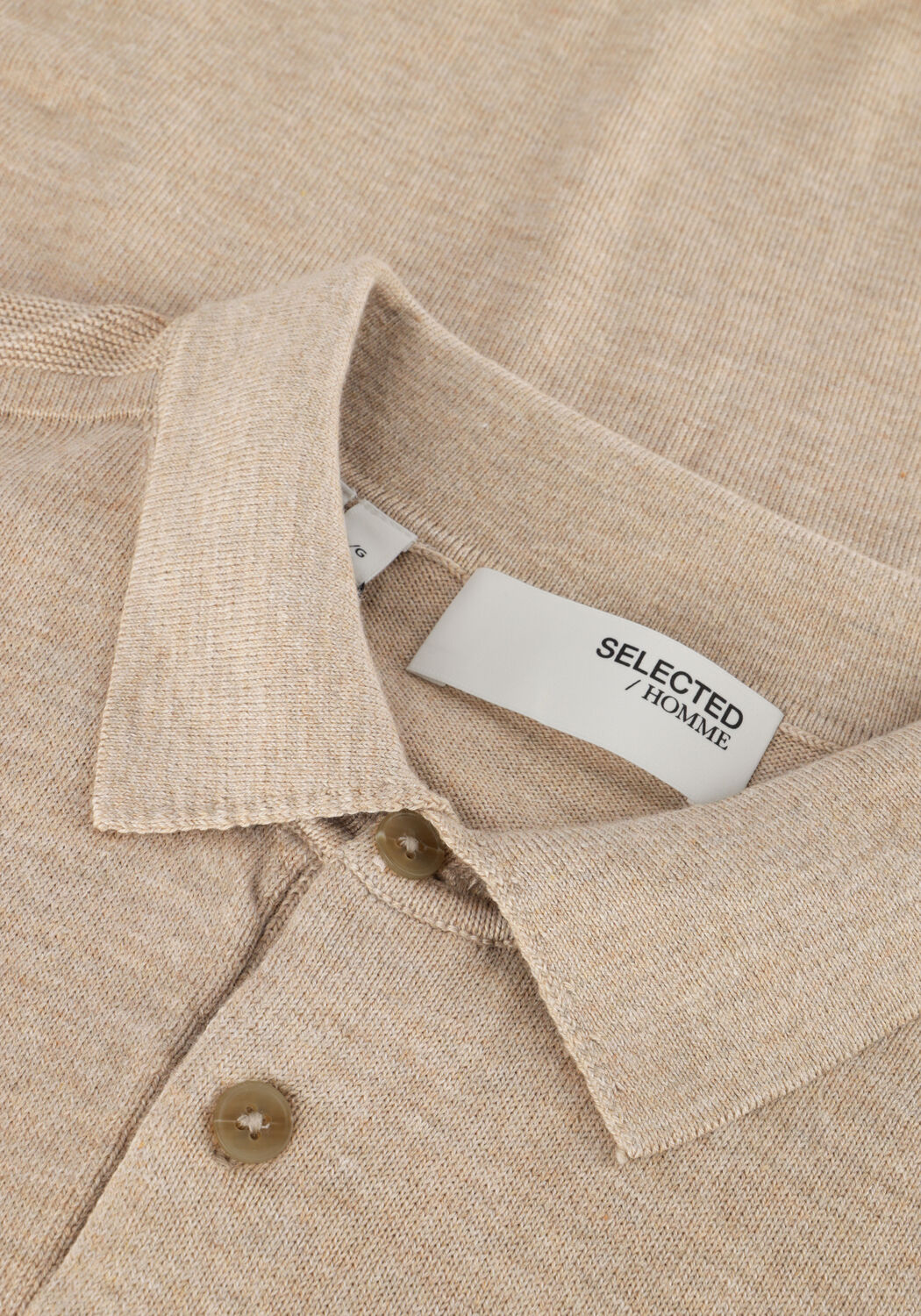 Beige SELECTED MEN Polo-Shirt SLHBERG SS KNIT POLO NOOS - large