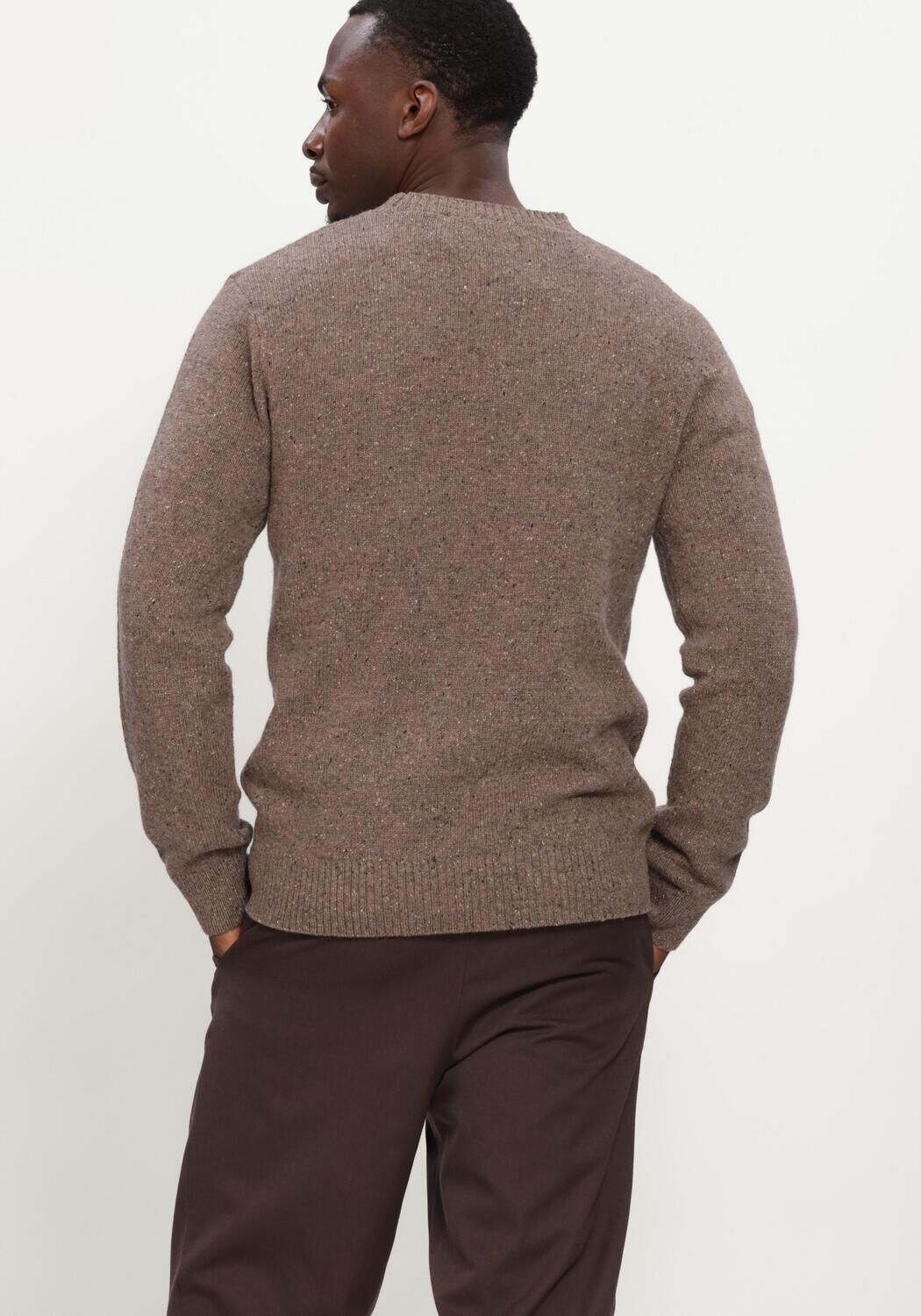 Braune SELECTED MEN Pullover LMNEIL LS KNIT NEPS CREW NECK - large