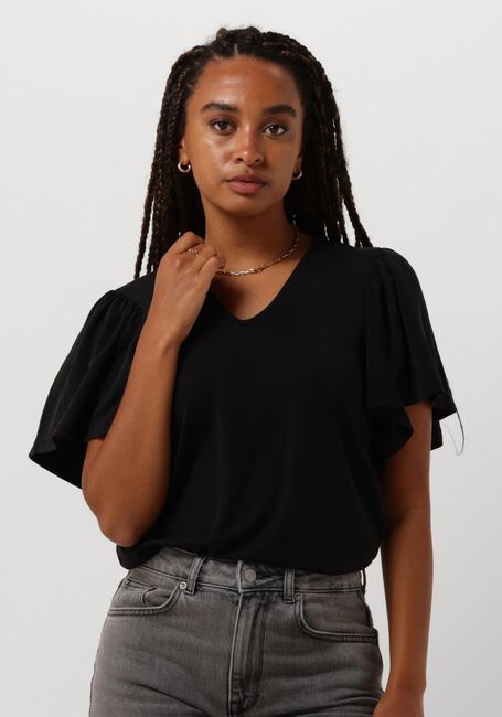 Schwarze MINUS Top RIANNE V-NECK T-SHIRT - large
