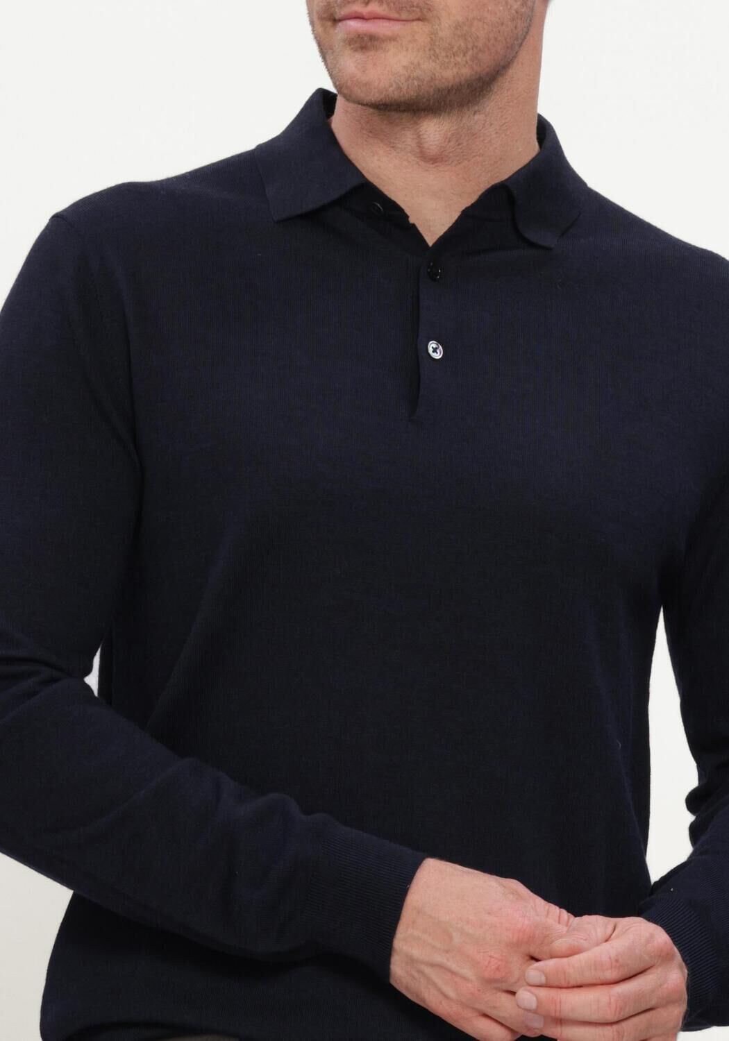 Dunkelblau STEFANO LAURAN Pullover POLO BUTTON MERINO - large