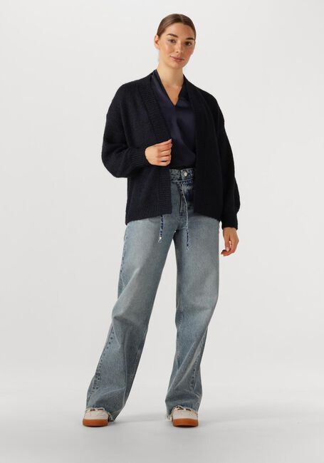 Blaue SUMMUM Strickjacke PUFF SLEEVE CARDIGAN COZY MELANGE KNIT - large