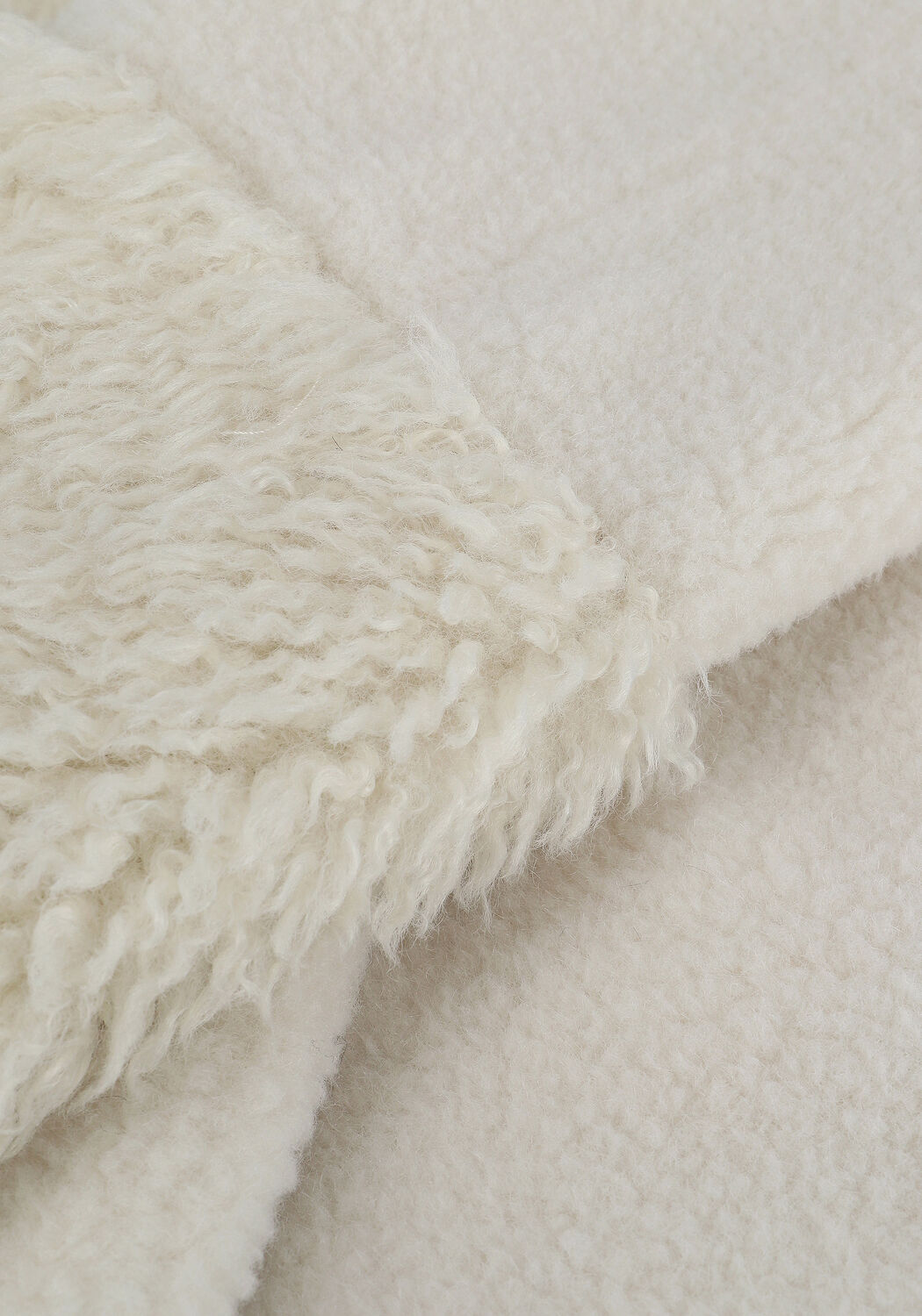 Ecru BEAUMONT Teddy-Jacke SHORT LAMMY FUR COAT - large