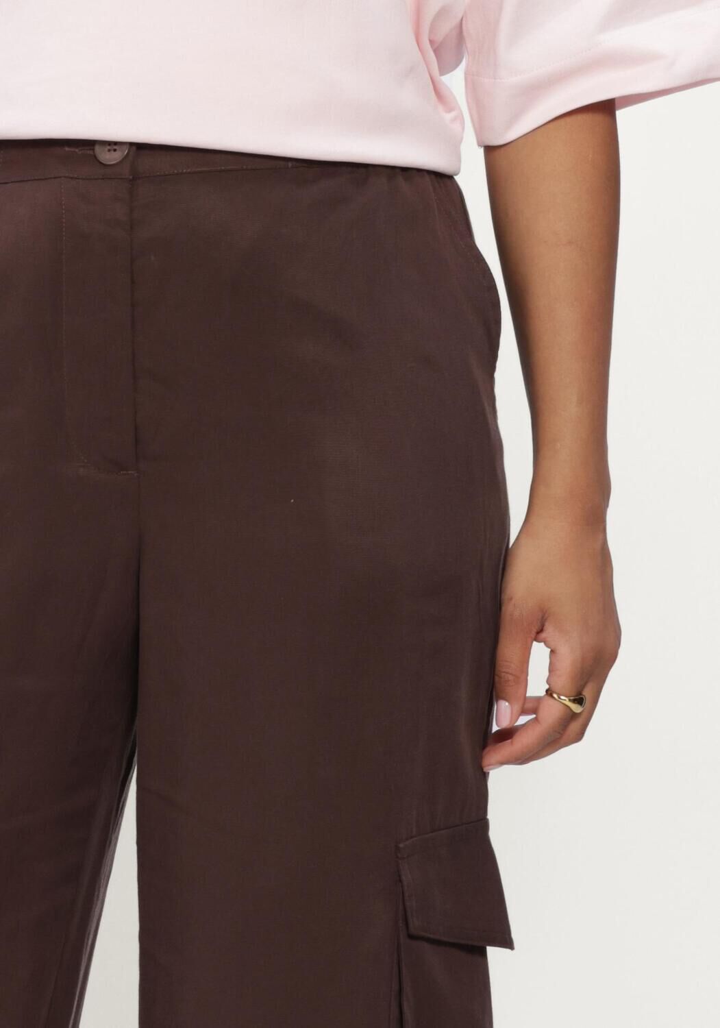 Braune Y.A.S. Hosen YASBAMBOO HMW PANT WO. ELASTIC - large