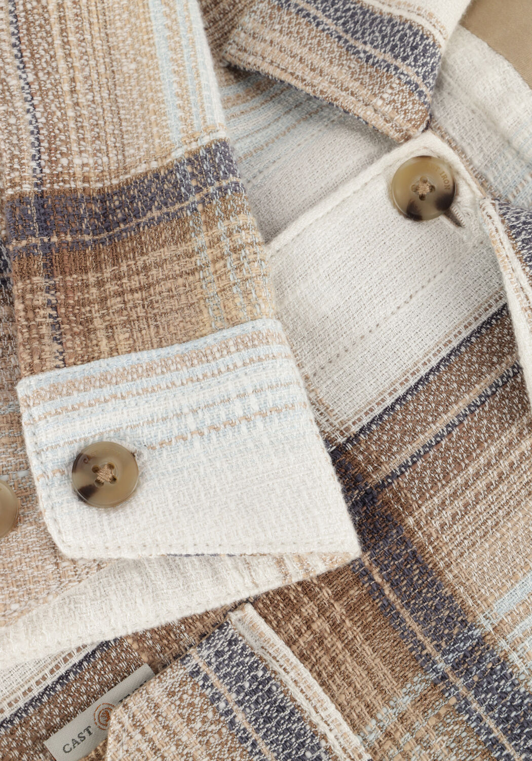 Sand CAST IRON Overshirt LONG SLEEVE SHIRT SLUB CHECK - large