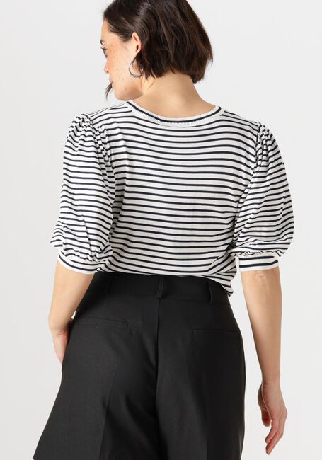 Blaue JANSEN AMSTERDAM Top KIM TOP K 136 STRIPE SHORT PUFFED SLEEVE - large