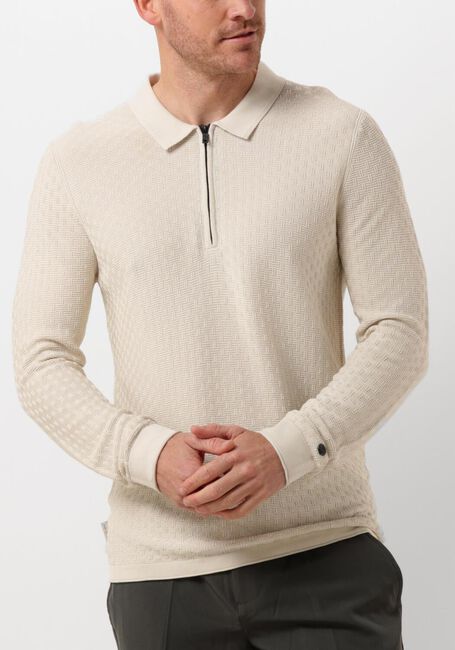 Beige CAST IRON Polo-Shirt LONG SLEEVE POLO COTTON MODAL - large