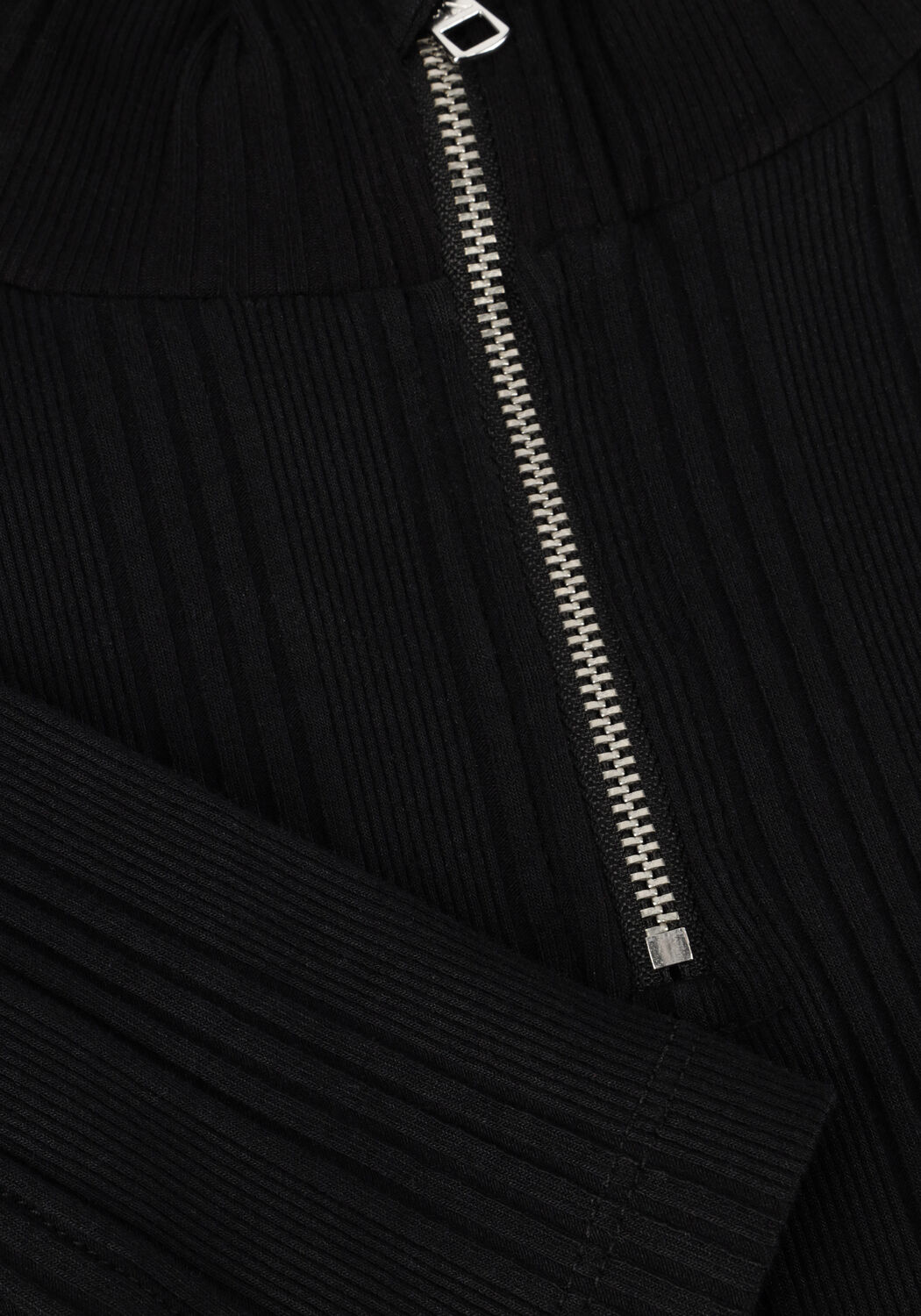 Schwarze CALVIN KLEIN Minikleid VARIEGTAED RIB HALF ZIP LS DRESS - large