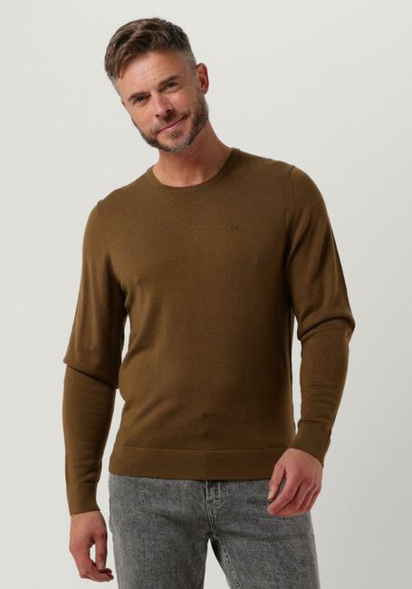 Olive CALVIN KLEIN Sweatshirt SUPERIOR WOOL CREW NECK SWEATER - large