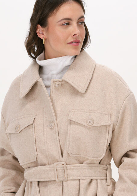 Beige NA-KD Mäntel CHEST POCKET BELTED JACKET - large