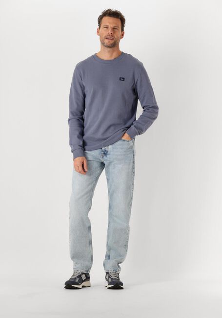 Blaue CALVIN KLEIN Pullover WOVEN LABEL WAFFLE LS TEE - large