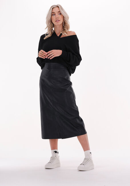Schwarze 10DAYS Midirock VEGAN LEATHER SKIRT - large