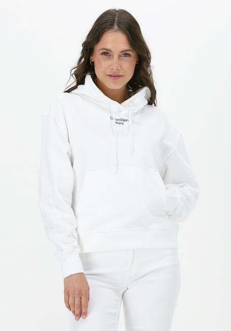 Weiße CALVIN KLEIN Sweatshirt STACKED LOGO HOODIE - large