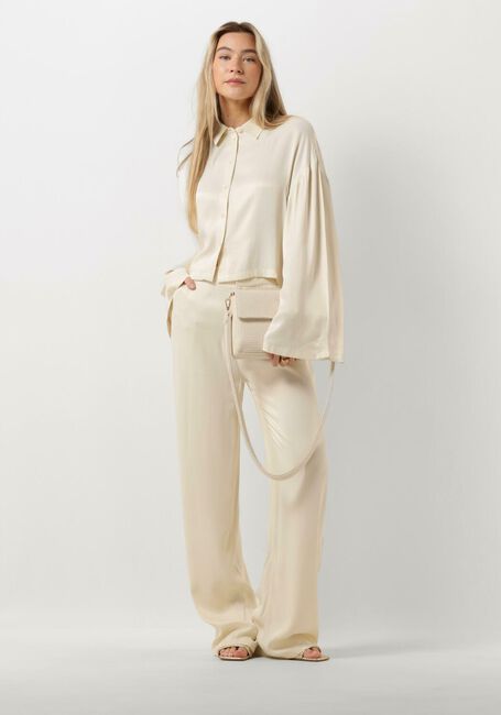 Ecru ALIX THE LABEL Weite Hose LADIES WOVEN SATIN PANTS - large