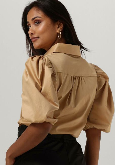 Camelfarbene NOTES DU NORD Blusen KIRA SHORT SLEEVE SHIRT - large