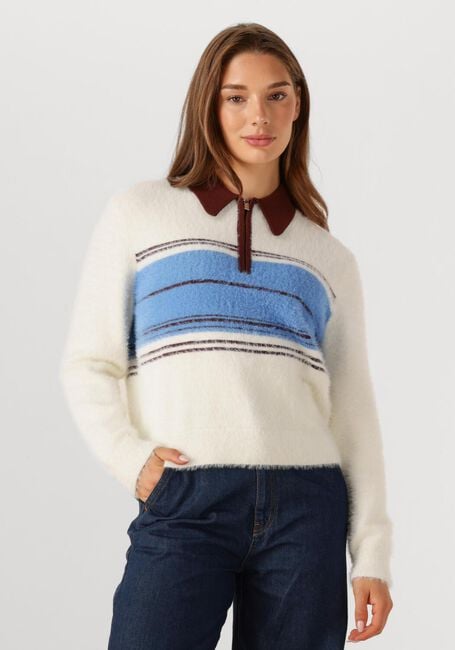 Ecru CO'COUTURE Pullover TORY STRIPE ZIP KNIT - large