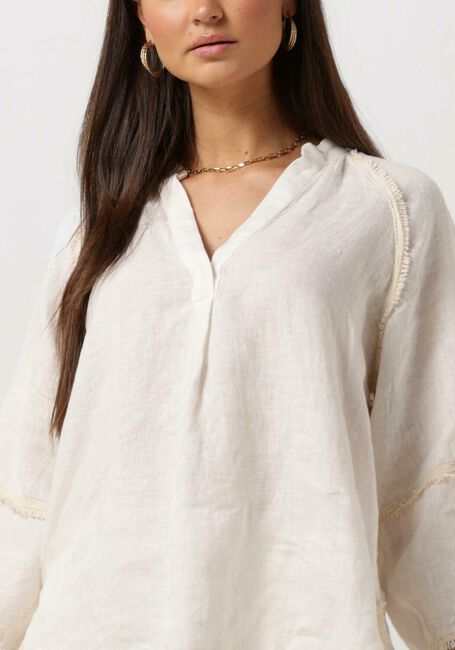 Weiße ACCESS Bluse BLOUSE WITH V AND FRINGES - large