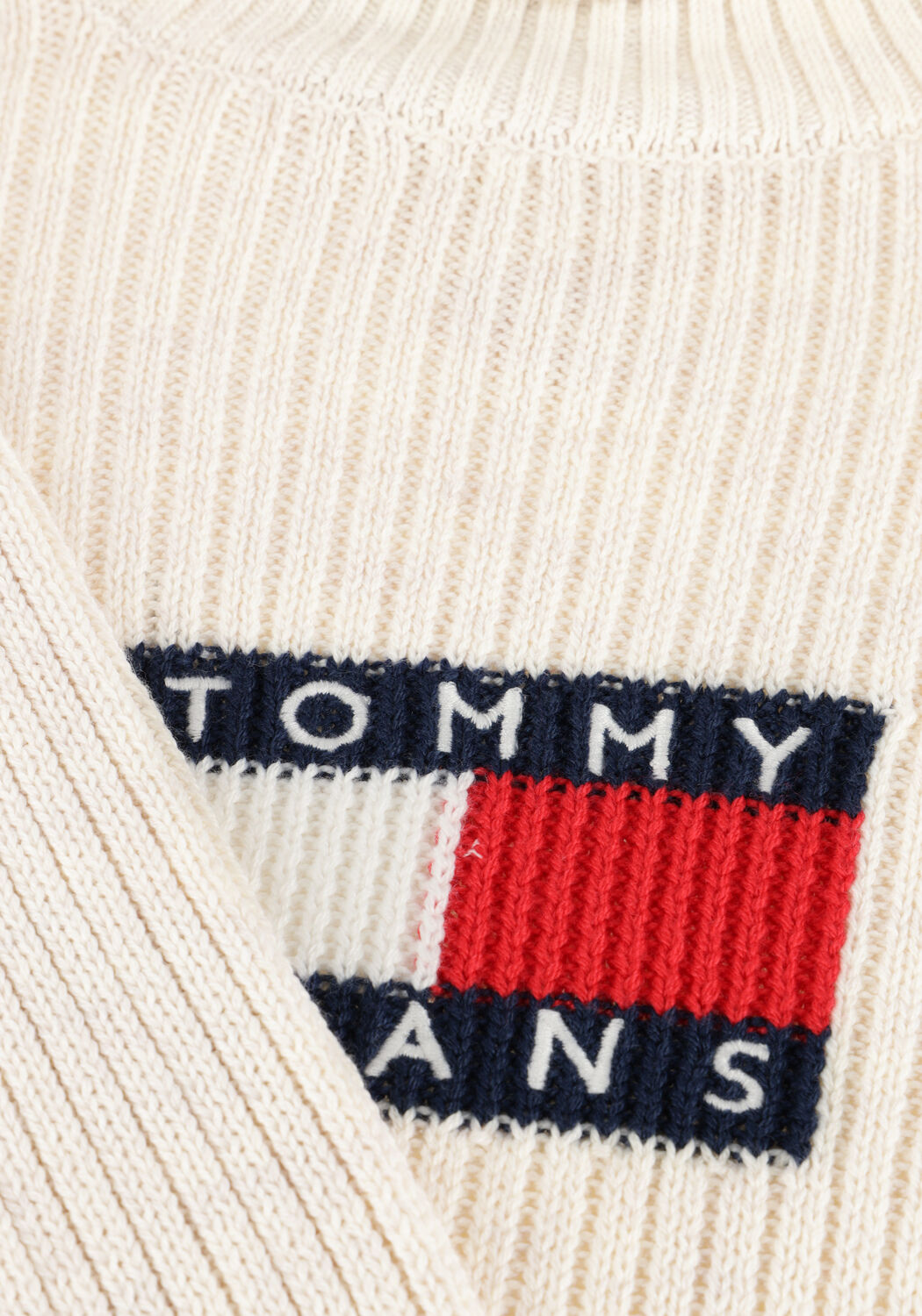Beige TOMMY JEANS Rollkragenpullover TJW MELANGE TRTLNCK FLAG SWEATER - large