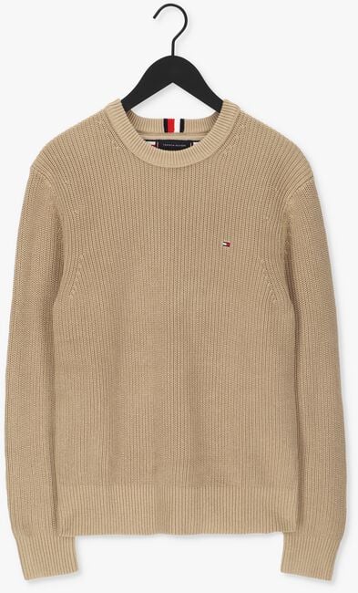Camelfarbene TOMMY HILFIGER Pullover RIB TEXTURE CREW NECK - large
