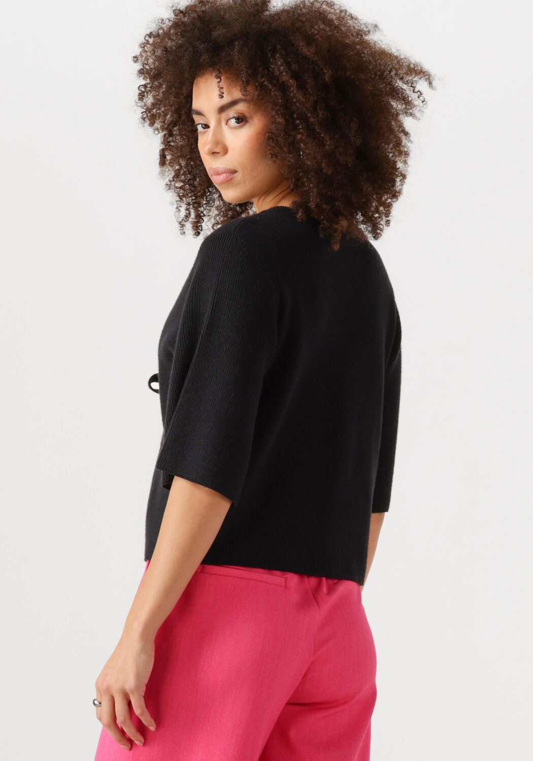 Schwarze OBJECT Top OBJULLA PARVI 2/4 KNIT CARDIGAN - large