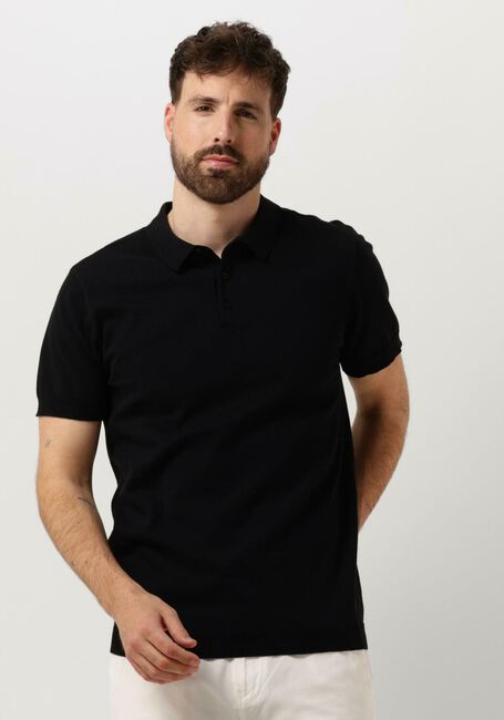 Schwarze PURE PATH Polo-Shirt KNIT POLO WITH CHESTPRINT - large