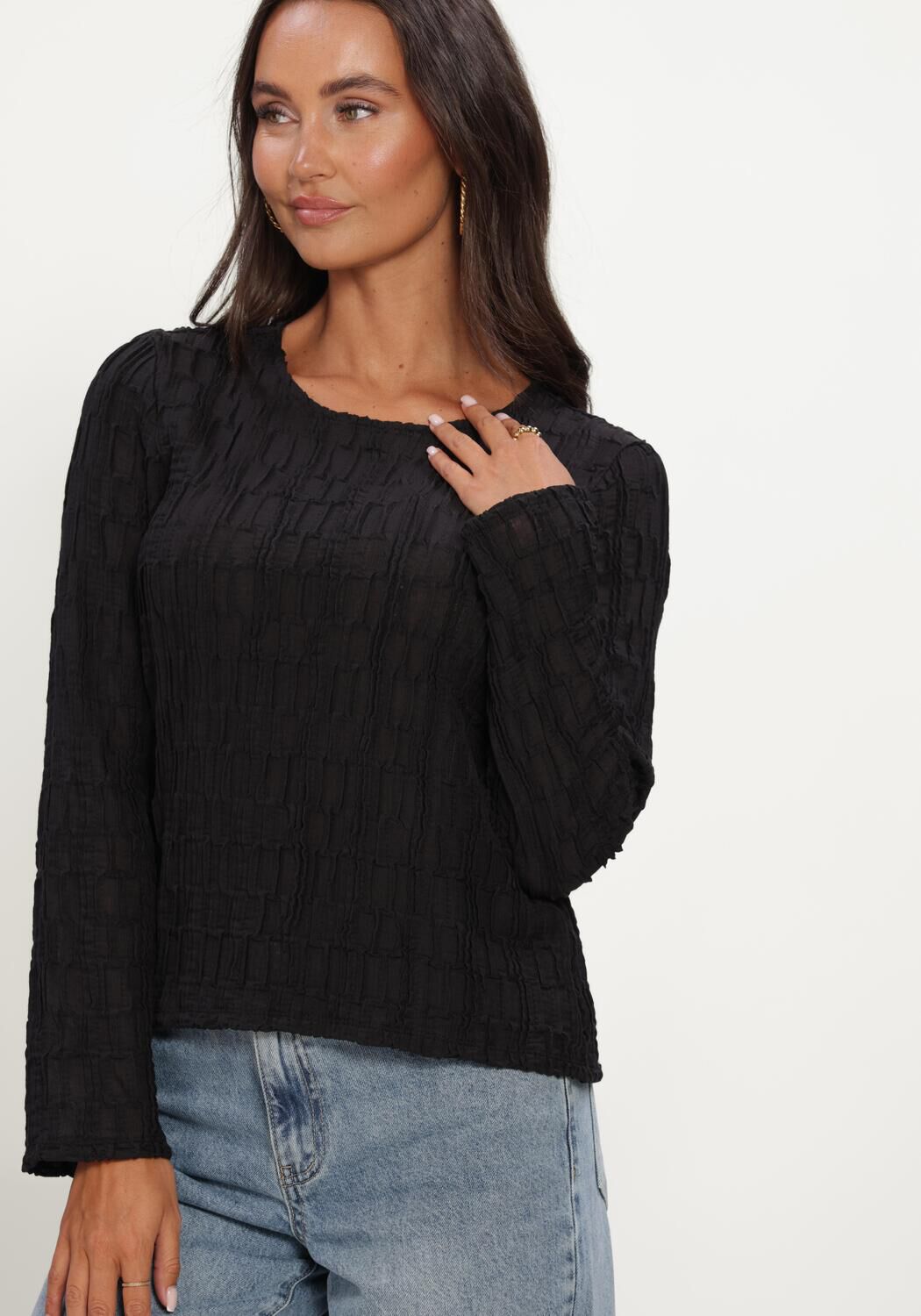 Schwarze OBJECT Top OBJEVIE L/S RE TOP NOOS - large