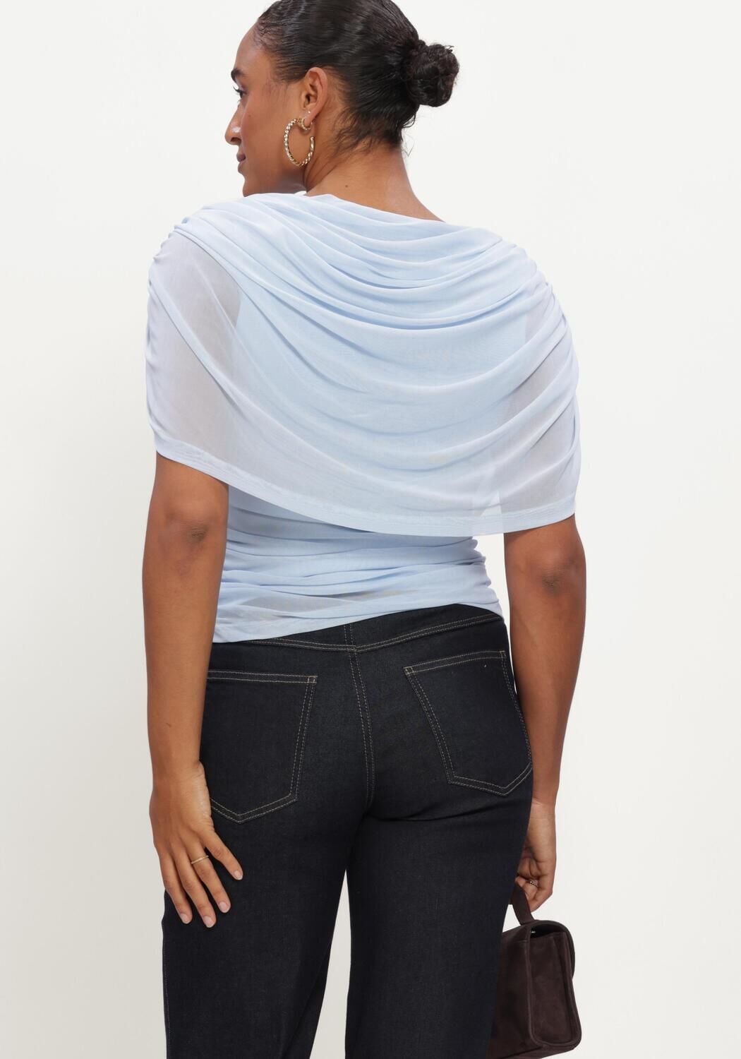 Hellblau NEO NOIR Top COTTUNA DRAPY MESH TOP - large