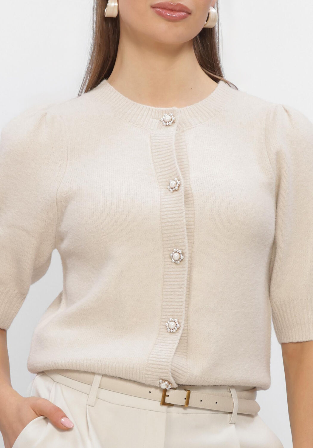 Beige OMODA ATELIER Strickjacke OM-DEATE X BO - large