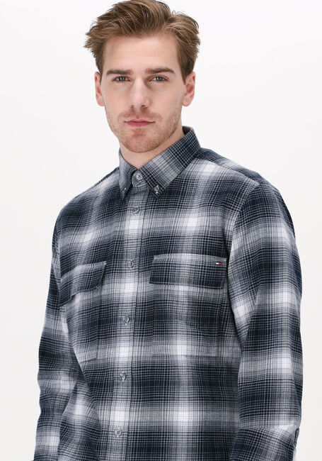 Schwarze TOMMY HILFIGER Casual-Oberhemd SLUB SHADOW CHECK RF SHIRT - large