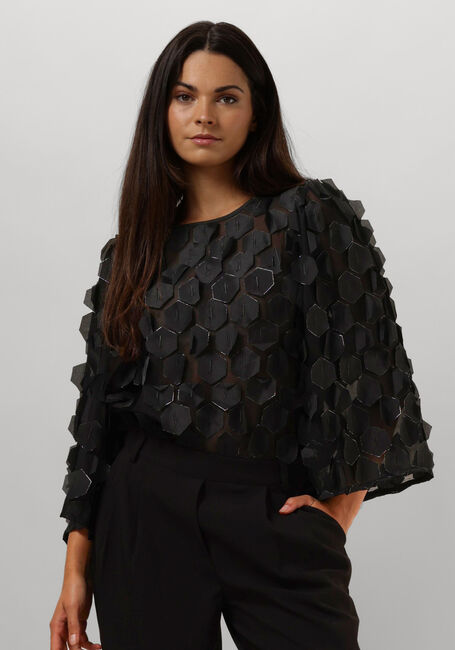 Schwarze JANSEN AMSTERDAM Top 3D177 BLOUSE PEPPER - large