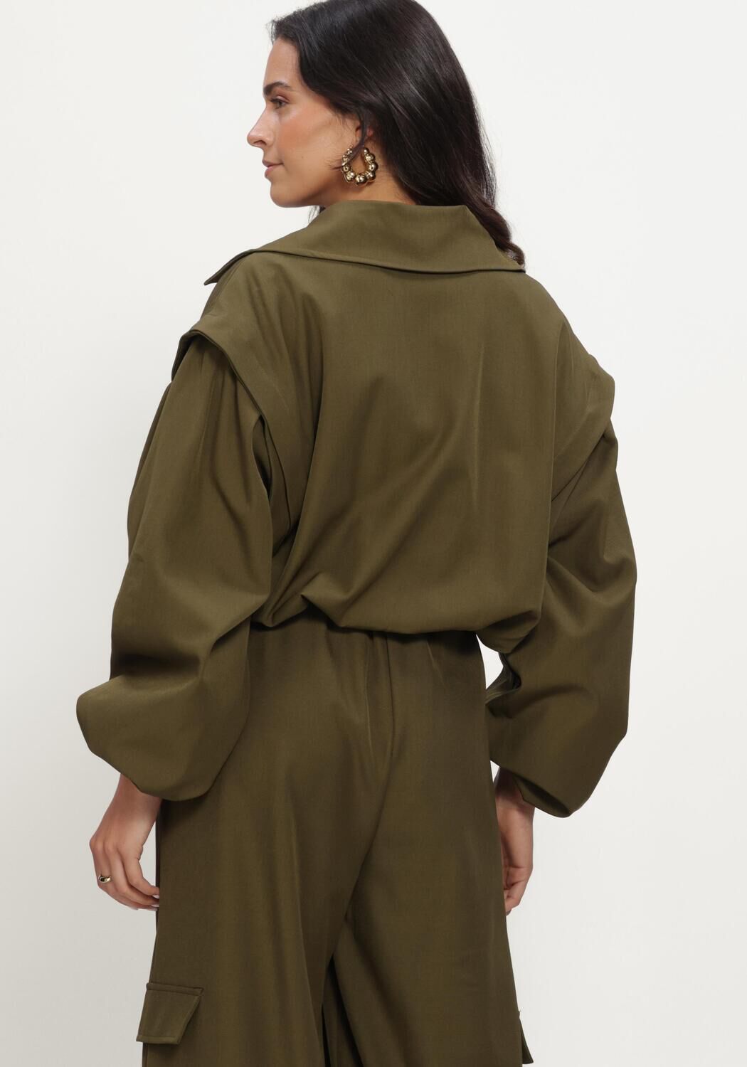 Olive REFINED DEPARTMENT Trenchcoats LADIES WOVEN BOMBER TRENCHCOAT LAYA - large