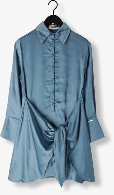 Blaue COLOURFUL REBEL Minikleid METTE SATIN WRAP DRESS - large