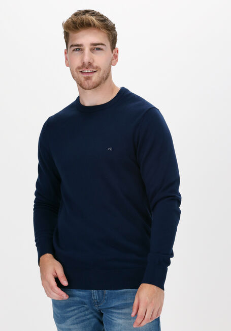 Blaue CALVIN KLEIN Pullover SUPERIOR WOOL CREW NECK SWEATE - large