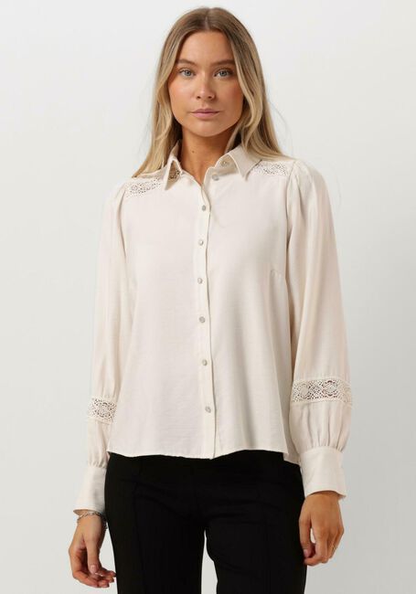 Weiße JANSEN AMSTERDAM Bluse W754 BLOUSE LACE DETAILS AND LONG PUFFSLEEVES - large