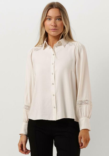 Weiße JANSEN AMSTERDAM Blusen W754 BLOUSE LACE DETAILS AND LONG PUFFSLEEVES - large