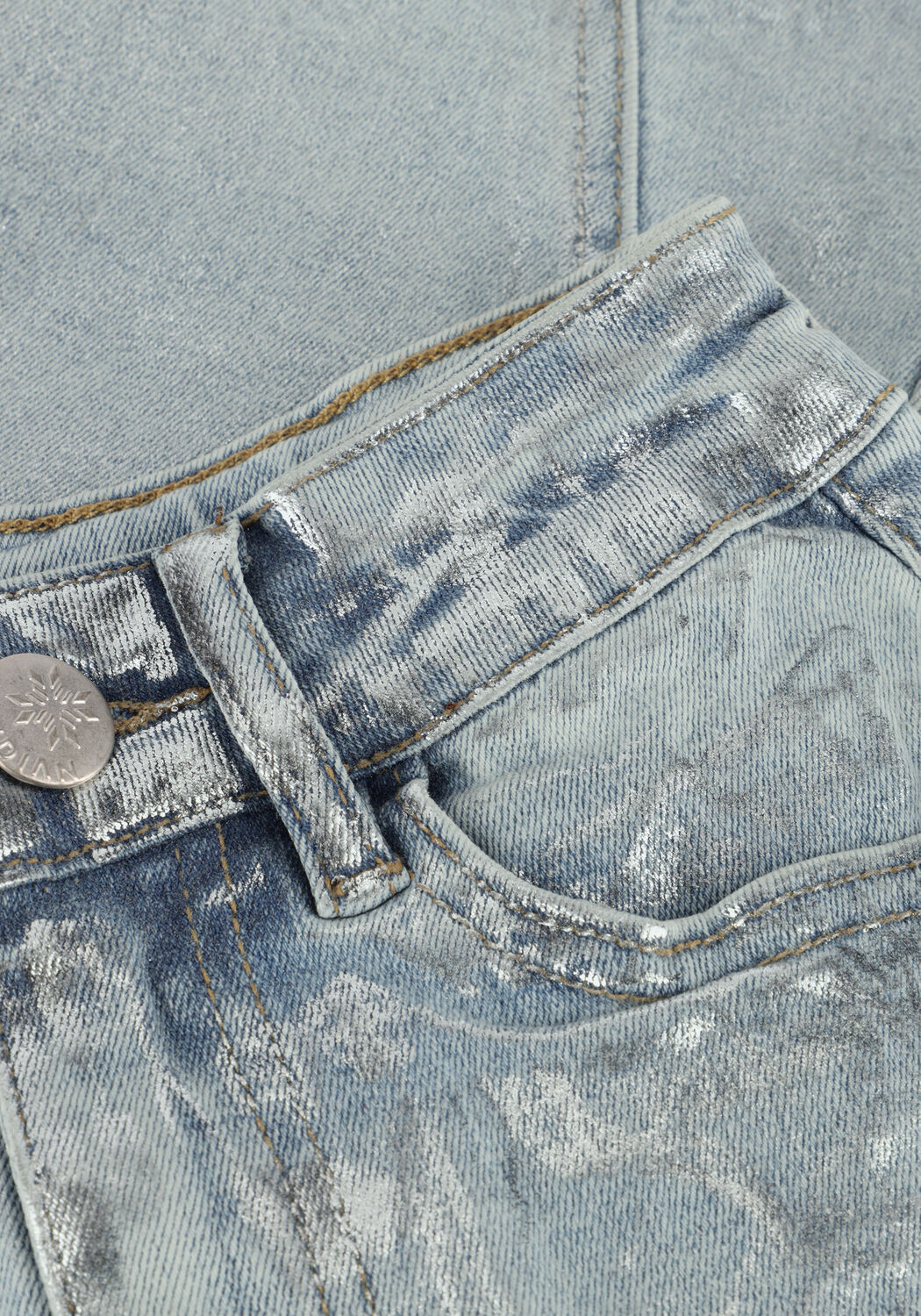 Silberne INDIAN BLUE JEANS Midirock LONG DENIM SKIRT SILVER - large